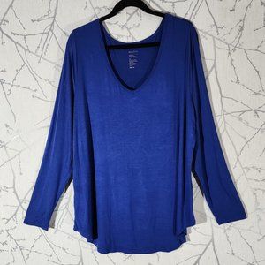 Michel Studio NWT Blue V-Neck Long Sleeve Modern Tee